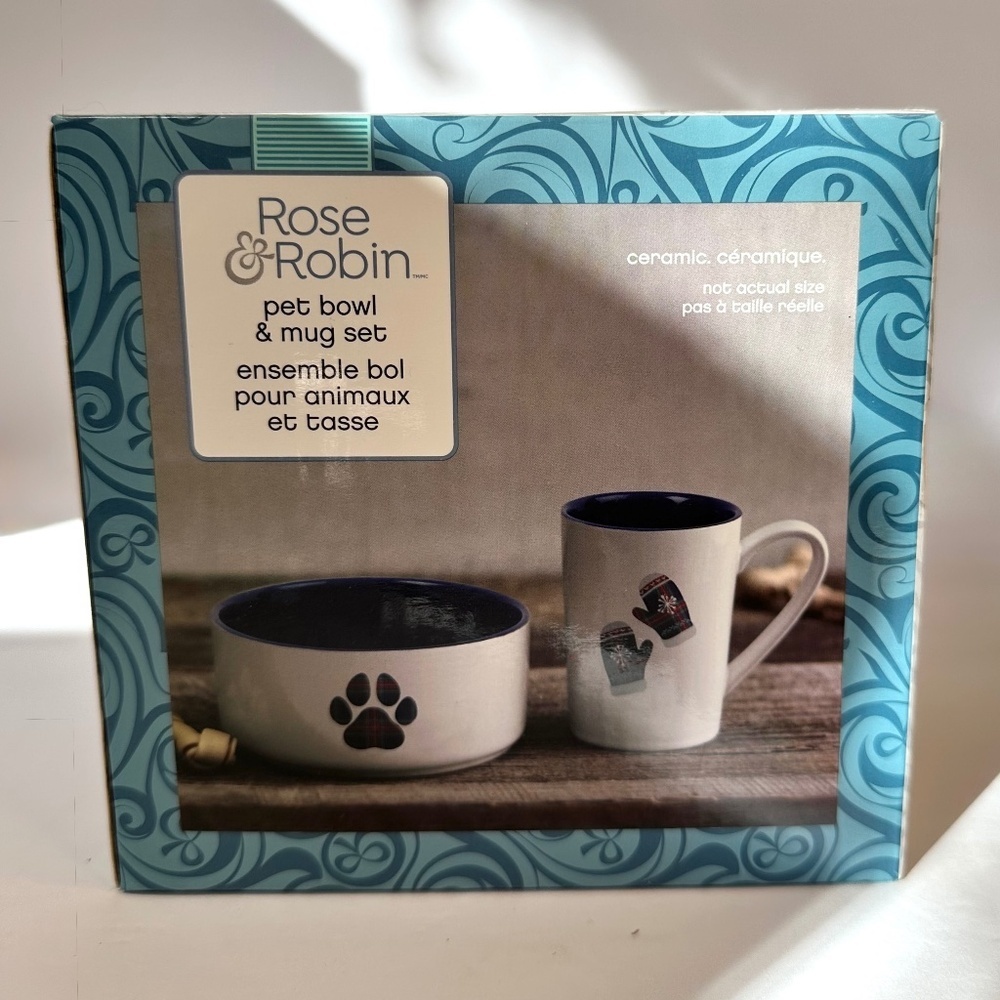 Rose & Robin Pet Bowl & Mug Set | Matching Owner & Pet Gift | Ceramic